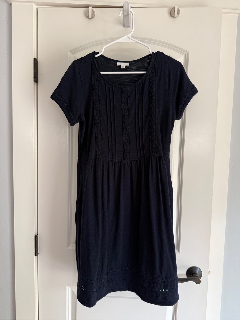J. Jill Navy Petite Dress with Simple Crew Neck